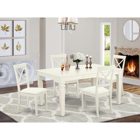 East West Furniture 5 Piece Weston Dining Table Set - Linen White WEBO5-LWH-LC